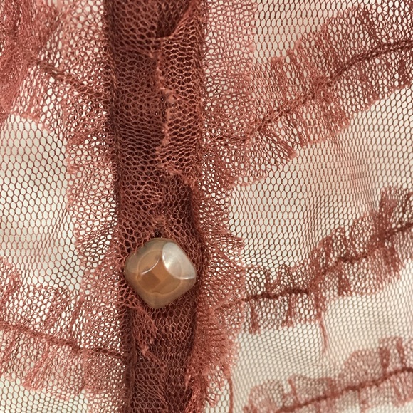 Intuition Mesh Ruffled Button Front Size 8 Top - Picture 5 of 6